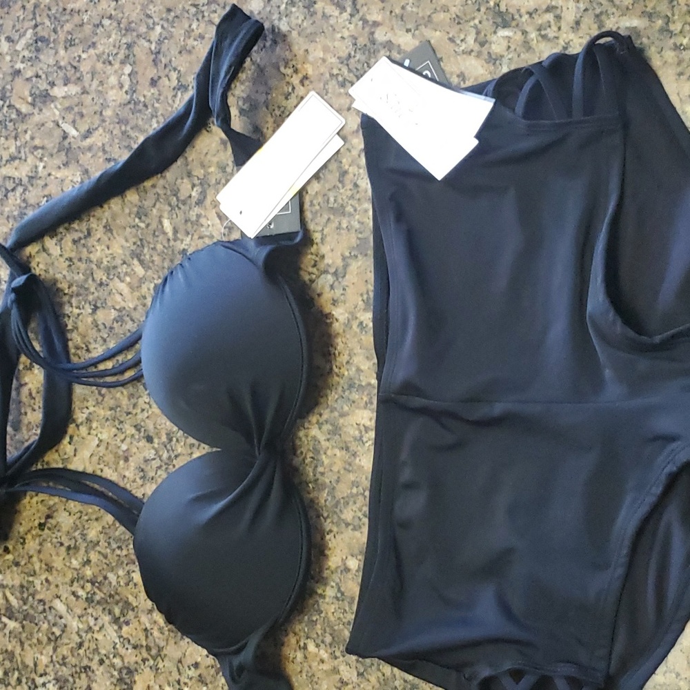 NWT black pushup bikini boyshorts